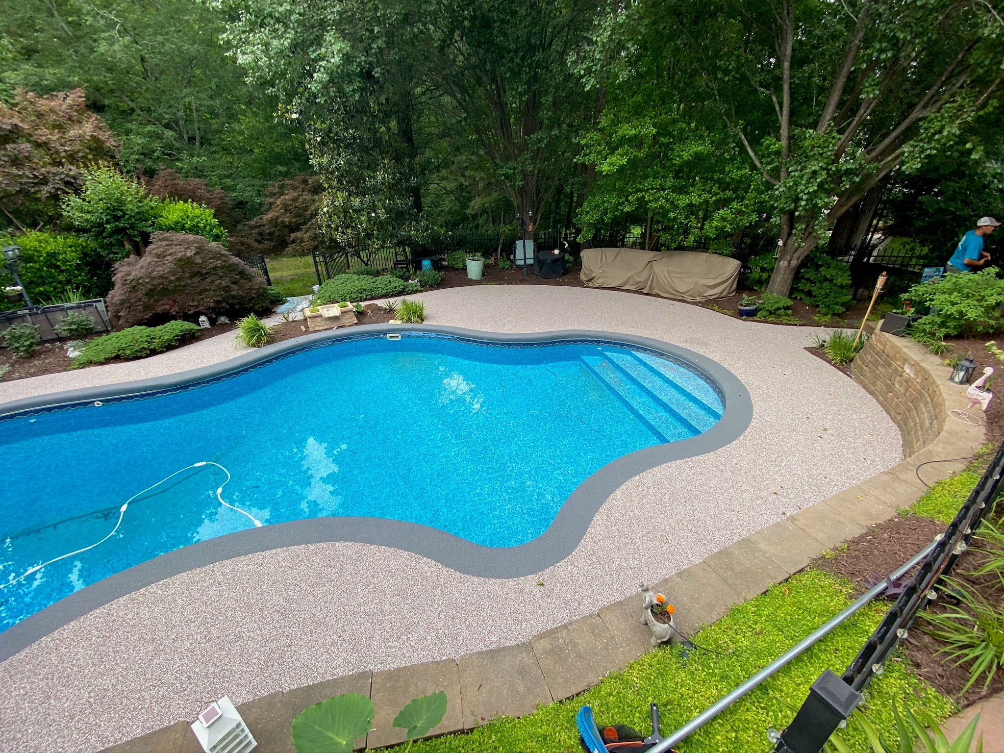 Residential Pool deck - with rubber surfacing - underground pool