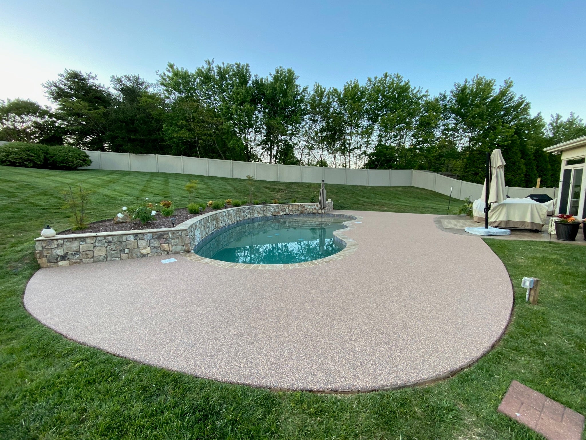 Residential Pool deck - with rubber surfacing - underground pool